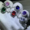 Fashion Princess stud ear ring e Ring Set 925 sterling Silver 5A cz Birthstone Fidanzamento fedi nuziali Anelli per gioielli da donna