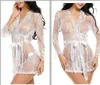 Bras Sets Women's Sexy Lingerie See-through Mesh Sleepwear Lace Transparent Spring And Summer Women Robe Bathrobes305G