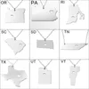 Ожерелье с подвеской в виде карты штата США с сердечком из нержавеющей стали, цветное ожерелье с подвеской в виде географии американских штатов, ювелирные изделия