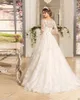 A-LINE elegante lange mouwen Kant Applicaties Slanke Jurk Trouwjurk met Kralen Sash Trein Tulle Robe de Mariée Plus Size Custom Made Vestido de Novia