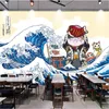 Klassieke Ukiyo-e Style Wall Paper Handgeschilderde Japanse Restaurant Sushi Store Industrial Decor 3D Mural Wallpaper
