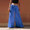 Casual Ruffle Loose Pants Women Plus Size Solid Folds Mujer Wide Leg Pants Bell Bottom Beach Summmer Pants X0629