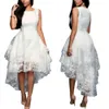 plus size high low white dress