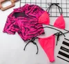 Kadın Mayo Kadın Moda Leopar Zebra Desenli Bikini Setleri Mahsul Top Lady Yaz Seksi 3pcs Mayo Mayo Takımları