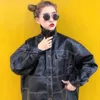 Frühling Schwarze Lederjacke Frauen Koreanische Lose PU Moto Weibliche Mode Oberbekleidung Chic Große Größe Damenbekleidung 210604