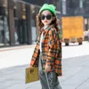 Girls Plaid Shirt 2021 Spring Girls Clothes Teenage School Girl Shirts for Girls Blouse Children Plaid Blouse 4-14T Kids Clothes 210331