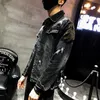 Chaquetas de hombre 2021 estilo Punk moda águila bordado parche Jean chaqueta hombres Denim Streetwear Slim negro