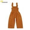 1-6Y Summer Toddler Kid Child Girl Flower Jumpsuit Ärmlös Ruffles Romper Playsuit Overaller Tjejer Kläder 210515