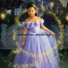 Princess Cinderella Flower Girl Dress Off the Shoulder Lavender Formal Party Dresses Kids A Line Birthday Evening Wear