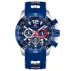 Watch Mini Focus Blue Sport Fashion Watch Chronograph Sub Dials Luminous Calendar Quartz Silicone Strap Men286t7896625