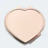 DIY Blank Rose Gold Metal Speglar Custom Logo Portable Travel Make-up Pocket Mirror For Lady Woman