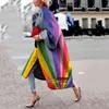 معطف الخندق الإناث Overcoat Blend Long Women's Women Windbreaker Spring Dring Flare Sleeve Print Plus size Out Outwear
