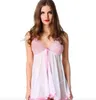 Été Sexy col en v profond sangle chemise de nuit femmes Lingerie Slik jupe dame dentelle Satin pyjamas grande taille vêtements de nuit