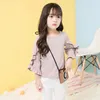 Camisa para niñas Manga larga Ruffes Kdis Girl Otoño Elegante Tee Diseño Moda Tops Ropa Niños Outwear Trajes 210508