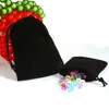 10x12cm 50 stks Zwart Velvet Drawstring Bag Pouch Sieradentas Kerst Geschenktas Sieraden Verpakking Display338B