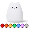 Topoch Touch Sensor Light LED Night Lamp AAA Battery Powered 7 Colors 2 Modes Kawaii Mini Cute Cat Shaped Pat Soft Silicone Nightlight for Kids Toy Gift Room Decor