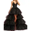 Sparkly Tulle Hoge Laag Avondjurken Tiered Rok Puffy A Line Prom Party Wear 2022 Homecoming Graduation Speciale Gelegenheid Growns Brithday Party Sweet 16 Dress
