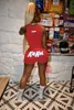 Женщины Летние трексуиты Мода Письмо Печатные Наборы Сексуальная Спортивная одежда Сплошной Цвет Жилет Шорты Устройства