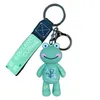 Cute Creative Cartoon DIY Little Frog Keychain PVC Skórzany zespół Moda Samochód Kobieta Akcesoria Bag Klucz Ring Torba Wisiorek Prezent G1019