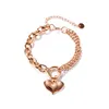 G1149 Hotsale de aço inoxidável amor coração encantos link corrente pulseira moda simples moda senhoras mão prata / ouro / rosa jóia de ouro