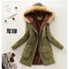 Mode Parka Coat Kvinnor Plus Storlek Långärmad Tjock Värmekläder Höst Vinter 16 Färger Hooded Bomull Jacka JD598 210923