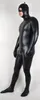 Black Shiny Lycra Metallic Catwoman Catsuit Costume Unisexe Tenue sexy Femmes Men Cat Collons Costumes BodySuit Halloween Party Fanc8964650