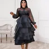 Black Dresses Plus Size Ruffles Long Sleeve See Through Sexy Ball Gown Evening Party Occasion Event Robe Drop 210527