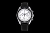OMF Moonwatch Manual Winding Chronograph Mens Watch 42mm Black Bezel White Dial Nylon Strap 311.32.42.30.04.003 Super Edition Watches 2021 New Puretime M55d4