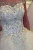 2021 Ballkleid-Hochzeitskleider, neu, wunderschön, schillernd, Prinzessin, Braut, echtes Bild, luxuriöser Tüll, handgefertigt, Strass, Kristall, transparentes Oberteil