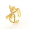 Luxury Ladies 24K Fine Solid Ring Gold Finish Pretty Butterfly Cut CZ Diamant Band Bridal Daith Helix Hoop Justerbar