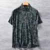 Men's Casual Shirts 2021 55%Silk 45%Rayon Shirt Top Men High Quality Plus Size Print Silk Short Sleeve Summer Broken