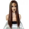 Long Straight Synthetic Wig Mix Color Simulation Human Hair Wigs for White and Black Women That Look Real JC0035