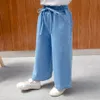 Dżinsy dla dziewczynki z dżinsami dziobowymi dziewczyna maluch kid dżinsy na nogi stałe ubrania dla dziewcząt 210412