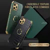 Luxo negócio PU couro crocodilo textura capa telefone casos para iphone 12 11 pro x xr xs max 7 8 plus com anel titular kickstand