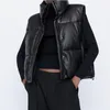 Parka senza maniche Cappotto Giacca invernale da donna Colletto alla coreana Top Orlo regolabile Giacca in pelle PU Gilet Donna Cappotti Gilet femminile 210422