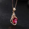 Crystal Womens Necklaces Pendant red women's Plated 18K inlaid Red Drop gold Silver