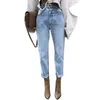 Genayooa Jeans da donna coreani Streetwear Ladies Slouchy Denim Vita alta Cotone Vintage Pantaloni a matita Estate Mamma 210629