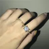 Fedi nuziali 2 pezzi / set Donne Principessa Coppia Oro Argento Taglio quadrato Anello CZ Set Cubic Zirconia Gioielli da sposa Fidanzamento