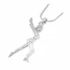 Double Nose Arrival Metal Inlay Women Figure Gymnastic Girl Charm Necklace Gym Jewelry Pendant Necklaces226a