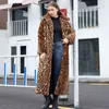 Zadorin High Street Leopard Drukuj Długie Faux Fur Coat Fuzzy Kurtka Dla Kobiet Zima Rabbit Pluszowe Płaszcze i Kurtki 211124