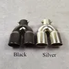 One Piece Car Styling Black/Silver Stainless Steel Exhaust Pipe Universal Y Model Dual Outlet Muffler Tip Tailpipe Nozzles