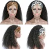 Kinky Curly Headband Wig Human Hair Wigs Scarf No Gel Glueless Peruvian For Black Women Lace6841616