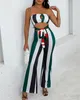 Женщины Мода Элегантная Повседневная Рабочая одежда Партия Ромпер Женская Трубка Комбинезон Striped Colorblock Bandeau Assuit 210716