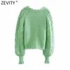 Kvinnor Fashion V Neck Ball Appliques Cardigan Knitting Sweater Kvinna Långärmad Chic Casual Knappar Tyg Tops S689 210416