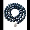 Neue feine Perlen Perlen Halsketten Schmuck 16-20 "Zoll lange echte Runde 8-9mm Schwarze Perlenkette
