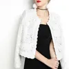 Peonfly Elegant Women Blazer Långärmhylsa Håliga ut Female Jacket Lace Patchwork Office Ladies Outwear Black White Plus Size 210915