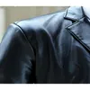 Erkek Moda Faux Deri Ceket Çentikli Yaka PU Ceketler Erkekler Deri Spor Mont Ve Blazers Jaqueta de Couro M-7XL 210522