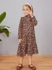 Toddler Girls Floral Print Flounce Sleeve Ruffle Hem Dress SHE