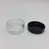 Vaso cosmetico in plastica da 5 grammi Bottiglia trasparente Tappo nero Crema Vaso vuoto Vaso campione Vaso campione Mini bottiglia di plastica da 5 ml Contenitore per polvere glitterata per nail art