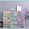 Bins Housekeeping Organization Home Garden Thicken Clear Plastic Dustproof Storage Transparent Shoe Boxes Candy Color Stackable Shoes